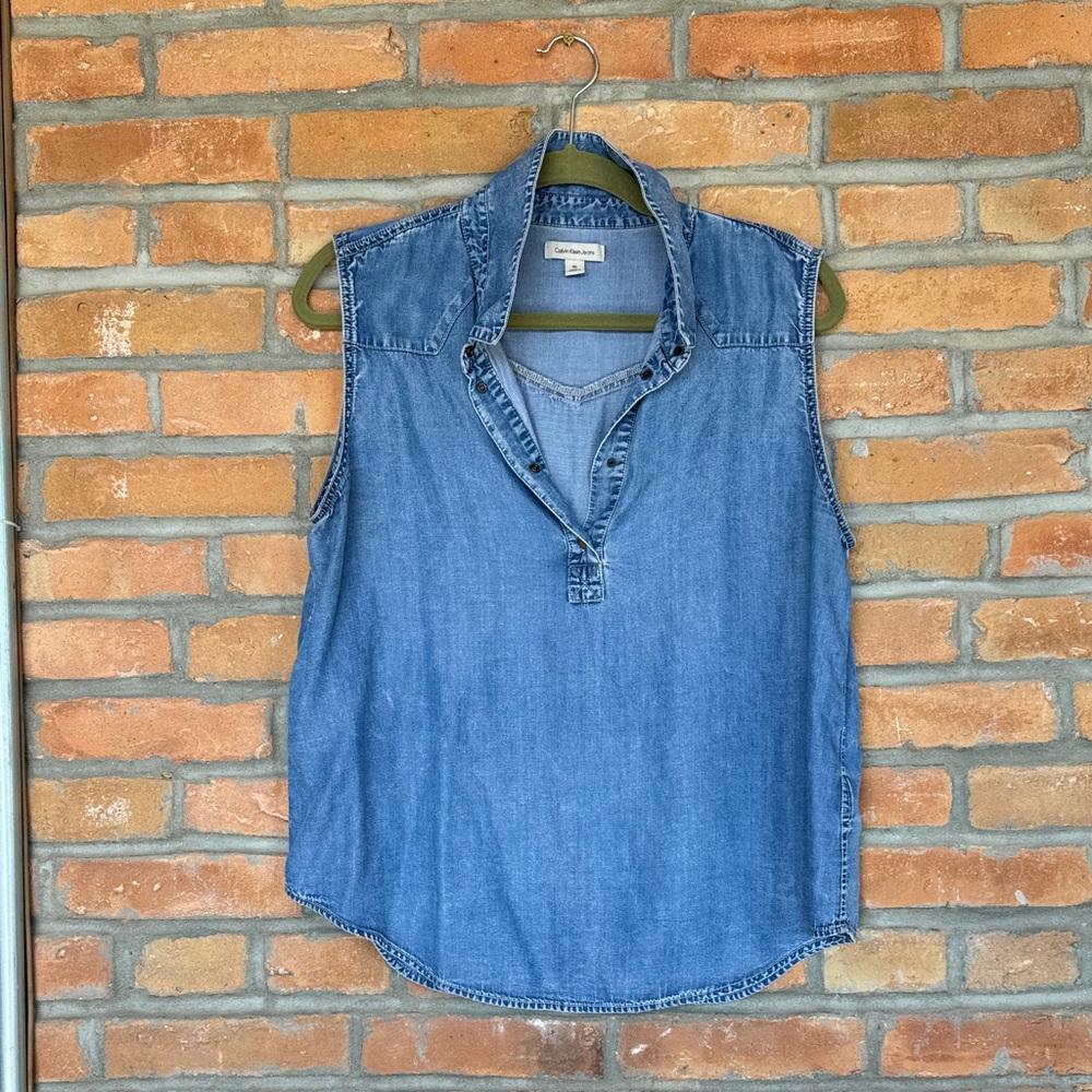 Calvin Klein Jeans Light Blue Denim Top